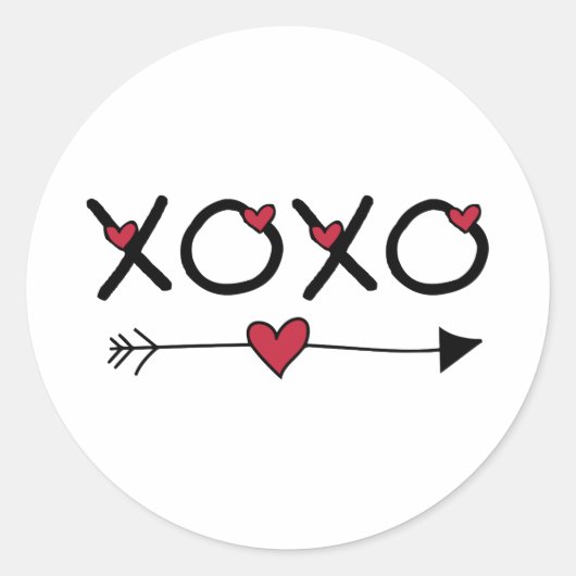 XOXO Valentijnse  Ronde Sticker (Voorkant)