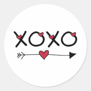 XOXO Valentijnse Ronde Sticker