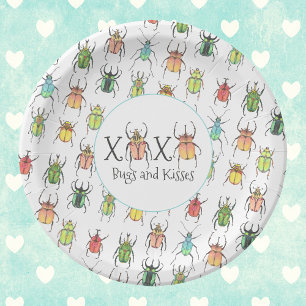 XOXO Valentijnse roze bugs en kisses Lovebugs Papieren Bordje