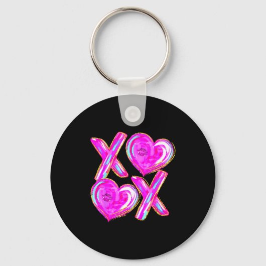 Xoxo Valentines Day Love Funny Coquette Bow Checke Sleutelhanger (Voorkant)