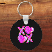 Xoxo Valentines Day Love Funny Coquette Bow Checke Sleutelhanger (Voorkant)