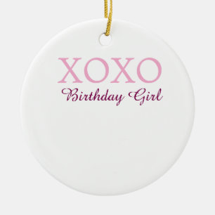 Xoxo verjaardag meisje naam roze mauve eenvoudig l keramisch ornament