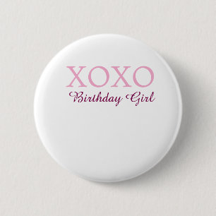 Xoxo verjaardag meisje naam roze mauve eenvoudig l ronde button 5,7 cm