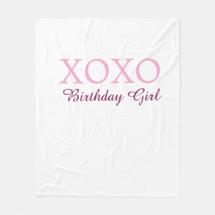 Xoxo verjaardagsmeisje naam roze mauve eenvoudig l fleece deken