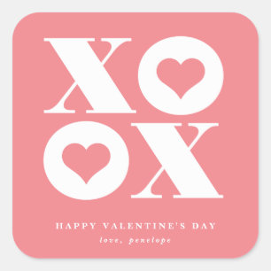 xoxo vierkant valentijnsdag sticker