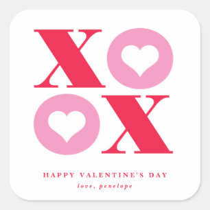 xoxo vierkante valentijnsdag sticker