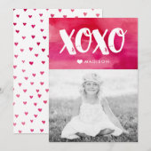 XOXO-Waterverf | Fotokaart Valentijnsdag Feestdagenkaart (Voorkant / Achterkant)
