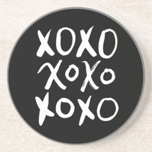 XOXO White Brush Script Zandsteen Onderzetter