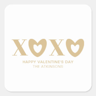 XOXO wit goud harten typografie modern schattig Vierkante Sticker