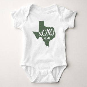 XOXO, Y'all - Cactus Green Texas State Shape Romper