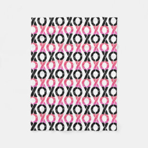 XOXO   Zwart-roze patroon Fleece Deken