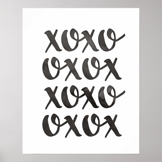 Xoxo zwart-wit typografie poster Print (Voorkant)
