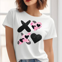 Xoxo Zwarte en Roze Valentijnsdag T-shirt