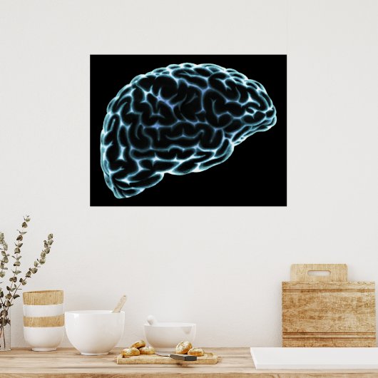 XRAY BRAIN SIDE UITZICHT BLUE POSTER (Keuken)