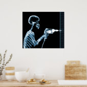 XRAY SKELETON DRILL BLACK BLUE POSTER (Keuken)