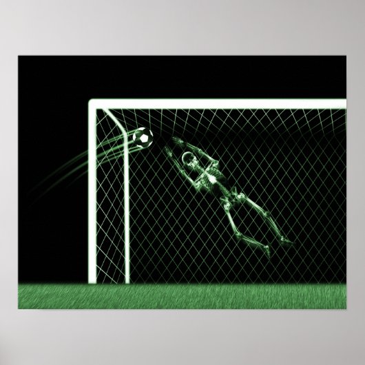 XRAY SKELETON SOCCER GOALIE GREEN POSTER (Voorkant)