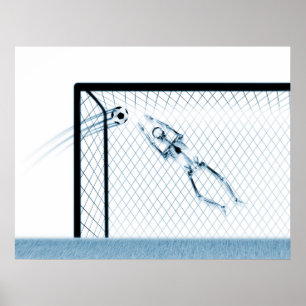 XRAY SKELETON SOCCER GOALIE WAT BLAUW POSTER