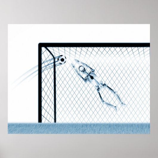XRAY SKELETON SOCCER GOALIE WAT BLAUW POSTER (Voorkant)