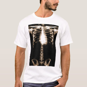 XRAY SKELETON TORSO RIBS SEPIA T-SHIRT