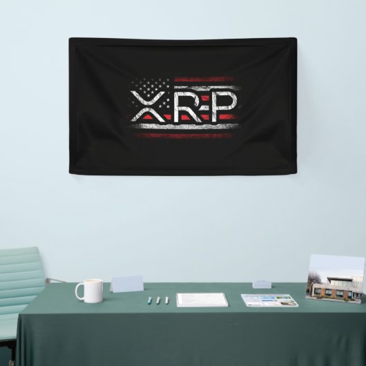 XRP Crypto Currency Cryptocurrency Amerikaanse vla Spandoek (Beurs)