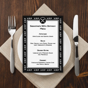 XRP Crypto Currency Zwart-wit Platte Menu