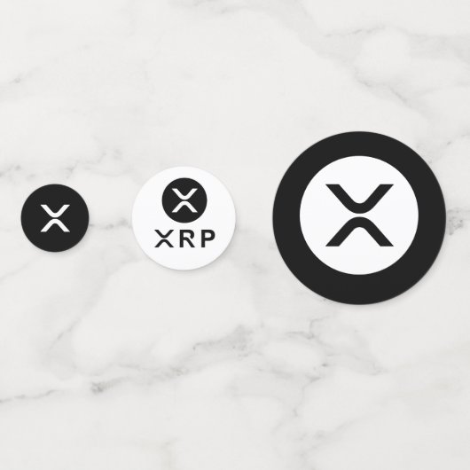 XRP Crypto Valuta Zwart-wit Tafel Confetti (Voorkanten)