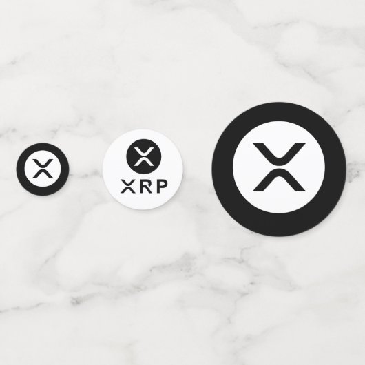 XRP Crypto Valuta Zwart Witte Tafel Confetti (Achterkanten)