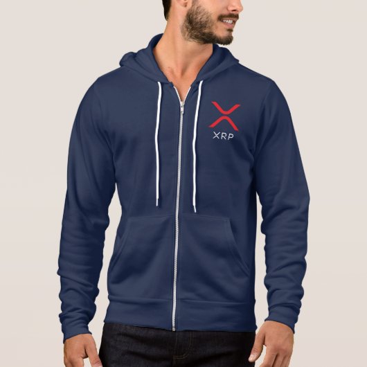 XRP Rood met rimpeling en wit Logo | Zip Hoodie (Voorkant)