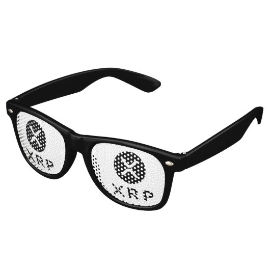 XRP-symbool grappig Crypto Party Favors Retro Zonnebril (Gekanteld)