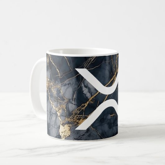 XRP 'X' Logo Indigo Marmeren Mok (Voorkant links)