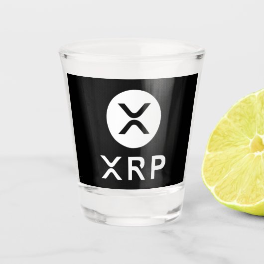 XRP Zwart en Wit Crypto Valuta Feest Shot Glas (Voorkant)
