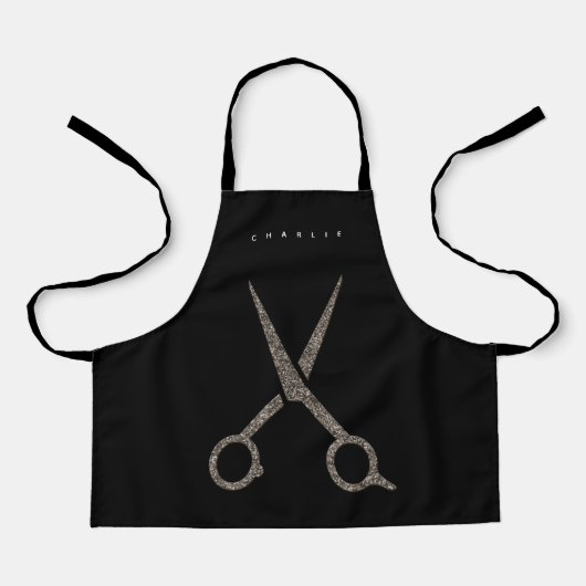 XS Coiffeur CUSTOM ciseaux modernes noir tablier (Recto)