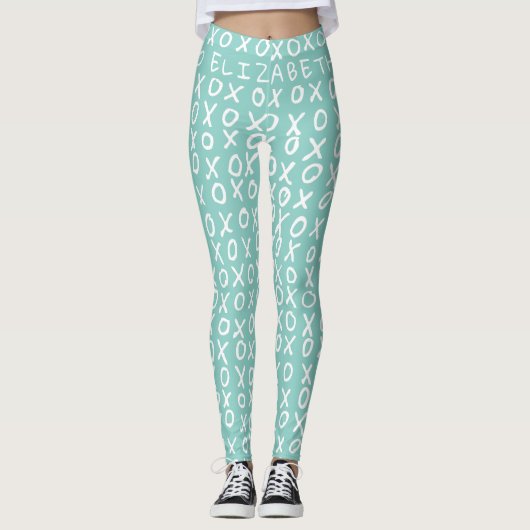 X's en O's op maat van riptide blauwgroen Leggings (Voorkant)