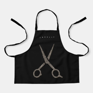 XS Hairdresser CUSTOM moderne schaar zwart Apron Schort