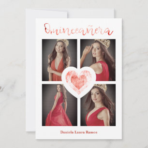 XV Años Español Foto Moderna Corazón Rojo Textura