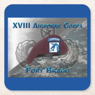 XVIII Airborne Corps Vierkante Kartonnen Onderzetter