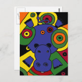 XX- Abstracte Hippo-kunst Briefkaart (Voorkant / Achterkant)