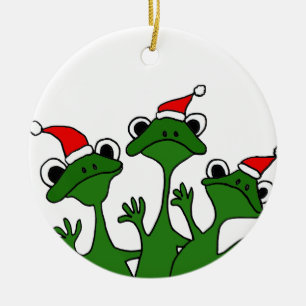 XX- Cartoon met kerstboomkikkers Keramisch Ornament