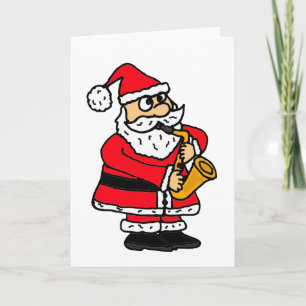 XX de grappige Kerstman die de Saxofoon spelen Feestdagen Kaart