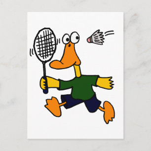XX- Duck Plays Badminton Cartoon Briefkaart