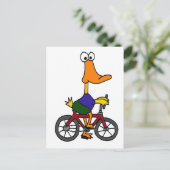 XX- Duck Riding Bicycle Cartoon Briefkaart (Staand voorkant)