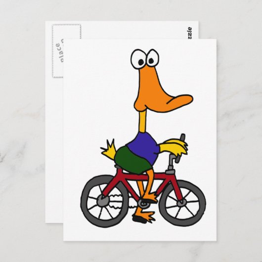 XX- Duck Riding Bicycle Cartoon Briefkaart (Voorkant / Achterkant)