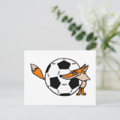 XX- Fox achter een Voetbal Art Briefkaart (Staand voorkant)