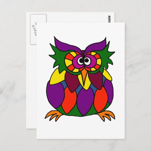 XX- Funky Owl Art Cartoon Briefkaart (Voorkant / Achterkant)