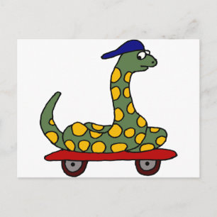 XX- Funny Boa Constrictor op een skateboard Briefkaart