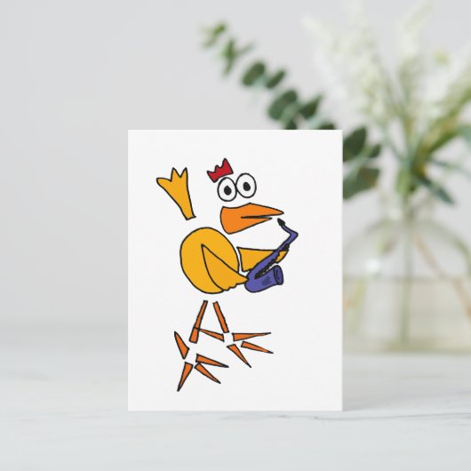 XX- Funny Chicken Spelling Saxophone Abstract Art Briefkaart (Staand voorkant)