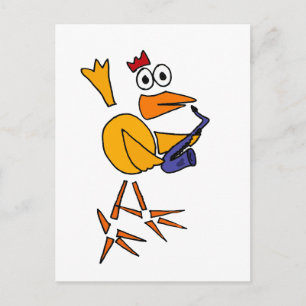XX- Funny Chicken Spelling Saxophone Abstract Art Briefkaart