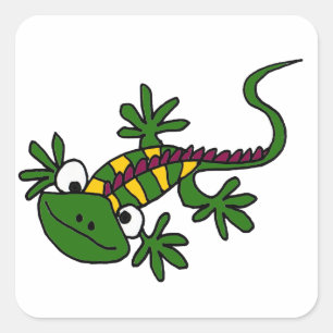 XX- Funny Colorful Iguana-Cartoon Vierkante Sticker