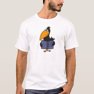 XX- Funny Crow Reading Book Cartoon T-shirt