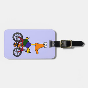 XX- Funny Duck Riding a Bicycle Design Bagagelabel